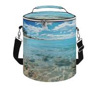 Scenic Sea Water Lunch Bag, 15L Portable Leakproof Picnic Basket with Shoulder Strap, Insulated Picnic Cooler Bag for Camping, Beach, Hiking & Groceries