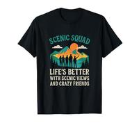 Scenic Squad Retro Mountain Adventure Graphic Design T-Shirt