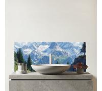 Scenic Swiss Alps Glass Bathroom Splashback Warren Reed - Designer Multi One Size