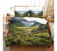 Scenic Valley Landscape-Nature Photography Style 3D Printed Duvet Cover Microfibre Soft Quilt Covers Bedding Sets with Pillowcase Easy Care Comforter Cover Hidden Zipper for Kids Boys Girls Single（14