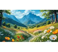 Scenic Valley with Mountains, Flowers, and A Path Creative Fun Jigsaw Puzzle for Adults Challenging Traditional Puzzle Perfect for Family Nights Game_1000pcs
