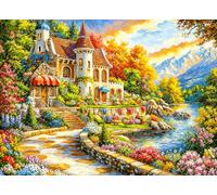 Scenic Villa 500 Piece Jigsaw Puzzles for Adults Idyllic House Jigsaws for Adults 500 Pieces Puzzle