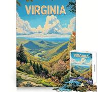 Scenic Virginia Hills Vintage Travel Poster 1000 Piece Jigsaw Puzzles for Adults Jigsaw Think Toy Home Enjoy Fine Cut Santa Wish Gift (50x75cm)