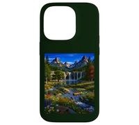Scenic Waterfall Mountain Flower Field Nature Wilderness Case for iPhone 14 Pro