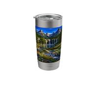 Scenic Waterfall Mountain Flower Field Nature Wilderness Stainless Steel Insulated Tumbler