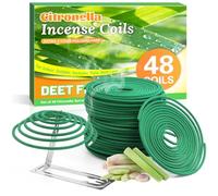 Scent-Hi Citronella Coils 48 Pcs, Citronella Incense Coils with Holder