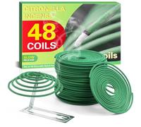 Scent-Hi Citronella Coils, Citronella Incense Coils with Holder, Long-Lasting Scented with Citronella Essential Oil, Spiral Lemongrass Coils for Garden, Patio and Camping, 48 Pcs