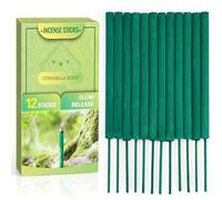 Scent-Hi Citronella Incense Sticks - Lemongrass Incense Sticks, Citronella Natural Refreshing Incense Burners with Citronella Essential Oil, Suitable for Home Indoor Outdoor Camping Garden, 12 Count