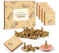 Scent-Hi Incense Cones Palo Santo Scented 8 Packs 120 Pcs, Incense Cones Set with Ceramic Incense Holder for Prayer, Meditation, Relaxation