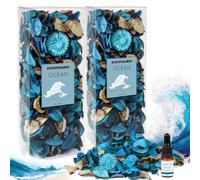 Scent-Hi Natural Ocean Scented Pot Pourri with 10ml Essential Oil - 240g Fresh Dried Flower Scent Mix, 2 Pack Long-Lasting Bowl Fillers for Bathroom, Bedroom, Home Decor Gift