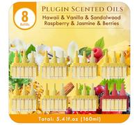 Scent-Hi Plug In Air Freshener Refill Compatible with Febreze 3Volution, 8 x 20ml, Hawaii Vanilla Sandalwood with Raspberry Jasmine Berries, Warm Rotating Fragrance for Living Room Hallway Home