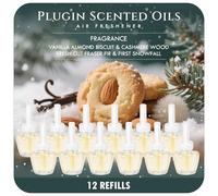 Scent-Hi Plug in Air Freshener Refills 12 Pack, Home Fragrance Plug in Refill, Compatible with Air Wick & Glade Plugin(Vanilla Almond Biscuit, Cashmere Wood, Fresh Cut Fraser Fir, First Snowfall)