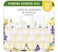 Scent-Hi Plug in Air Freshener Refills, Compatible with Air Wick, Glade Plugins, 3 Fragrance Lavender, Linen, Vanilla Plug in Refills, 19ml, Pack of 12