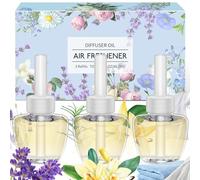 Scent-Hi Plug in Air Freshener Refills, Plug in Diffuser Refill Scent 3 Pack, Long lasting Fragrance, Compatible with Air Wick, Glade Plugins(Lavender, Linen, Vanilla)