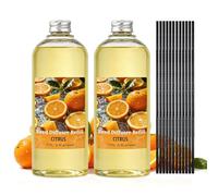 Scent-Hi Reed Diffuser Refill 1000ml, Citrus Scented with 12 Reed Sticks | Natural Diffuser Oil Refill with Essential Oil, Long-Lasting Orange Home Fragrance for Living Room, Kitchen, Hallway & Office