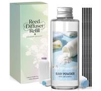 Scent-Hi Reed Diffuser Refill 200ml - Baby Powder Scented Oil Refill for Home Fragrance with 6 Reed Sticks, Natural Aromatherapy Oil for Bedroom, Spa, Living Room