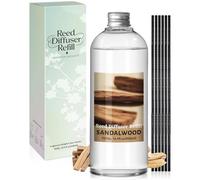 Scent-Hi Sandalwood Reed Diffuser Refill, 500ml with 6 Reed Sticks | Large Capacity Diffuser Oil Refill for Existing Reed Diffusers with a Warm Woody Aroma for Living Rooms, Bedrooms and Offices