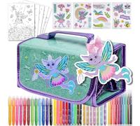 Amitié Lane Scented Markers for Kids - Art Kits for Kids 6-9 - Fairy Gifts for Girls - Colouring Kit Includes Smelly Markers, Stamp Markers, Sparkly Fairy Pencil Case - Art Set for Girls Ages 8-12