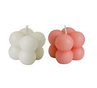 Scented Bubble Cube Candle, Handmade Soy Cube Candles Danish Pastel Room Decor Aesthetic Scented Aromatherapy Cute Shaped Decorations (Small White and Pink)