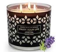 Scented Candle 3 Wick, Large Jar Candle with Lid 14 oz Soy Wax Essential Lavender Wood for Home Fragrance Gift Set for Her, Home Decor Up to 75 Hours Aromatherapy for Women Wife Mother Gifts