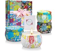 Scented Candle Gift Set, Aromatherapy Large Candles for Home Scented, 35-40 Hour Burning Soy Wax Portable Travel Tin Ideal Candle Gift for Birthday, Valentine's Day, Mother's Day, Bath, Yoga