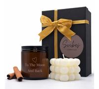 Scented Candle Gift Set for Women - to The Moon and Back Coconut Vanilla Soy Wax Candle Set with Bubble Candle - Birthday & Mother’s Day Gifts
