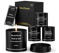 Scented Candle Gift Sets | Men's Gift Aromatherapy Candles | 4 Pack(32oz) Matte Black Tin Jar Long Burn Candle Sets for Men | Men Soy Wax Candle Gifts of Christmas,Boyfriend and Father's Day