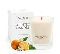 Scented Candle - Luxury Gift for Her, Aromatherapy Candle with Essential Oils, Natural Soy Wax, Long Lasting Fragrance, 40 Hour Burn Time, Made in UK (White Neroli & Lemon, 150g) - Valentte