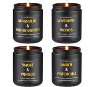 Scented Candles for Men, 4 Pack Mens Candle Gift Set, Relaxation Candles for Home Scented, 28oz Soy Wax Aromatherapy Candles of Lavender/Patchouli/Sandalwood/Smoke & Vanilla