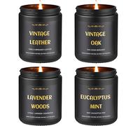 Scented Candles for Men, 4 Pack Mens Candle Set, Soy Candles for Home Scented, Masculine Candle for Him, 28oz, 200 Hours Burning Time Aromatherapy Candles of Lavender/Eucalyptus/Leather/Oak