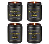 Scented Candles for Men, 4 Packs Mens Candles for Home Scented, 28oz Soy Wax Candle Set - Lavender/Patchouli/Sandalwood/Eucalyptus, Aromatherapy Mens Gifts Idea for Boyfriend, Dad Fathers Day Gift