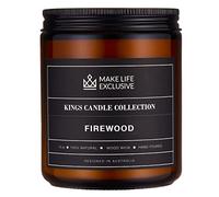 Scented Candles for Men | Firewood & Campfire Scented|Wooden Wick, Long Lasting, Masculine Scents | Natural Soy Jar Candle for Home, Bachelor Pad Decor | The Perfect Mens Gift.
