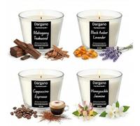 Scented Candles Gift Set, 4 Soy Wax Blend Candles 100g/3.5 oz Each (Honeysuckle Jasmine, Mahogany Teakwood, Black Amber Lavender, Cappuccino Espresso)