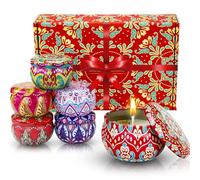 Scented Candles Gift Set Pack of 6 - Aromatherapy Soy Wax Candles Gifts for Women - Long-Lasting Candle Set with Lavender, Rose, Jasmine, Violet, Pear Orchid & White Peach Oolong - 15 Hr Burn Each