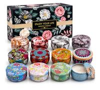 Scented Candles Gifts Set for Women, 12 Pack Aromatherapy Candle 240 Hours Burning Time, Natural Soy Wax Long Lasting Portable Travel Tin Set for Birthday, Festivals, Wedding