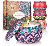 Scented Candles Set 4pcs, Natural Soy Wax with Flower Petals 2.2oz, Ideal Candle Gift for Mother's Day, Valentine's, Birthday (Mandala)