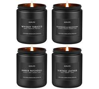 Scented Candles Set | Gifts for Men - 4Pack Candle Set - Soy for Home Scented, Aromatherapy Candle Scents of Whiskey Tobacco/Mahogany/Amber Patchouli/Vintage Leather