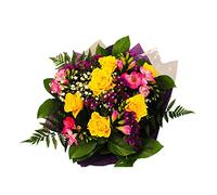Scented Cheer Fresh Flower Bouquet with Yellow Roses and Limonium for Birthdays, Anniversaries, Weddings, Thank You, Sympathy, Decoration Occasion, Summer Floral Arrangement Delivery, Long-Lasting