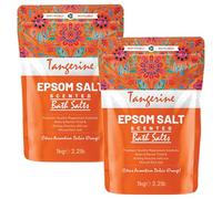 Scented Epsom Bath Salts 1kg (Pack of 2) - Essential Oil Infused Fragrances | Natural Magnesium Sulphate | Relaxing Bath & Foot Soak for Calm, Sleep & Muscle Relief (Tangerine)