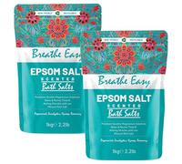 Scented Epsom Bath Salts 1kg (Pack of 2) - Essential Oil Infused Fragrances | Natural Magnesium Sulphate | Relaxing Bath & Foot Soak for Calm, Sleep & Muscle Relief (Breath Easy)