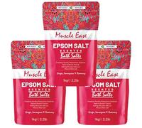 Scented Epsom Bath Salts 1kg (Pack of 3) - Essential Oil Infused Fragrances | Natural Magnesium Sulphate | Relaxing Bath & Foot Soak for Calm, Sleep & Muscle Relief (Muscle Ease)