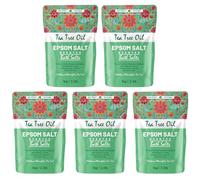 Scented Epsom Bath Salts 1kg (Pack of 5) - Essential Oil Infused Fragrances | Natural Magnesium Sulphate | Relaxing Bath & Foot Soak for Calm, Sleep & Muscle Relief (Tea Tree Oil)