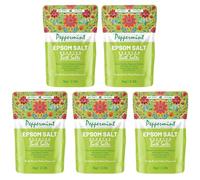 Scented Epsom Bath Salts 1kg (Pack of 5) - Essential Oil Infused Fragrances | Natural Magnesium Sulphate | Relaxing Bath & Foot Soak for Calm, Sleep & Muscle Relief (Peppermint)