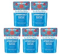 Scented Epsom Bath Salts 1kg (Pack of 5) - Essential Oil Infused Fragrances | Natural Magnesium Sulphate | Relaxing Bath & Foot Soak for Calm, Sleep & Muscle Relief (Smile for Miles)