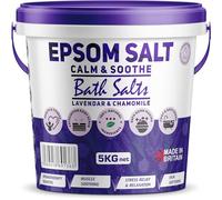 Scented Epsom Bath Salts 5kg Infused with Lavender Chamomile Essential Oil, 100% Natural Mineral Salts - Supports Sleep and Relieves Aching Muscles Magnesium Sulphate Foot Soak Bath Epsom Salts