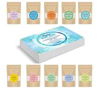 Scented Epsom Salts Box Hamper Magnesium Sulphate Bath Salt 10x35G Variety Gift Hamper Box Pack by 1n Bath Body Spa Ideal for Relieving Sore Muscles, Reduces Inflammation
