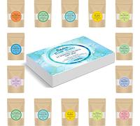 Scented Epsom Salts Box Hamper Magnesium Sulphate Bath Salt 14x35G Variety Gift Hamper Box Pack by 1n Bath Body Spa Ideal for Relieving Sore Muscles, Reduces Inflammation