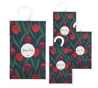 Scented Hanging Sachet - Set of 4 Green Tea - Tulips Design