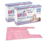 Scented Nappy Bags 300 - Disposable Baby Diaper Sacks with Easy-Tie Handles, Leakproof Waste Bags for Nappy Bin, Home, Travel & Pets
