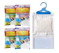Scented Portable Dehumidifier Pack Of 4 - Hanging Condensation Remover | Helps Stop Damp, Mould, Moisture In Home, Kitchen, Bedroom, Wardrobe, Office, Caravan, Garage, Bathroom & Basement - 3 Scents